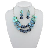 Beryohz 2 Layer Statement Choker Shell Necklace and Earring Set for Women Gift