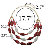 Bocar 3 Layer Beads Statement Necklace Earring for Women Jewelry Set