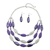 Bocar 3 Layer Beads Statement Necklace Earring for Women Jewelry Set