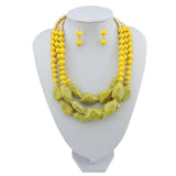 Bocar Multi Layer Necklace for Women Beads Statement Chunky Necklace and Earring Set