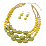 Bocar Multi Layer Necklace for Women Beads Statement Chunky Necklace and Earring Set