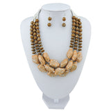 Bocar Multi Layer Necklace for Women Beads Statement Chunky Necklace and Earring Set