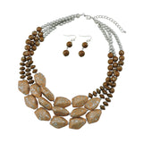 Bocar Multi Layer Necklace for Women Beads Statement Chunky Necklace and Earring Set