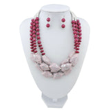 Bocar Multi Layer Necklace for Women Beads Statement Chunky Necklace and Earring Set