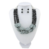 Bocar Multi Layer Necklace for Women Beads Statement Chunky Necklace and Earring Set