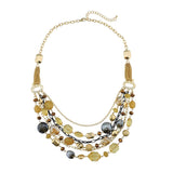 BOCAR Newest Multi Layer Chain Crystal Colored Glaze Statement Women Strand Necklace