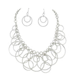 BOCAR Handmade Chain Hoops Statement Simple Short Necklace Earring Set for Women