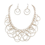 BOCAR Handmade Chain Hoops Statement Simple Short Necklace Earring Set for Women