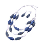 Bocar 3 Layer Beads Statement Necklace Earring for Women Jewelry Set