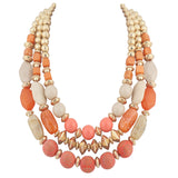 BOCAR 3 Layer Chunky Statement Beaded Necklace Fashion Multi Layer Women Collar Necklace