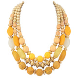 BOCAR 3 Layer Chunky Statement Beaded Necklace Fashion Multi Layer Women Collar Necklace