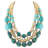 BOCAR 3 Layer Chunky Statement Beaded Necklace Fashion Multi Layer Women Collar Necklace