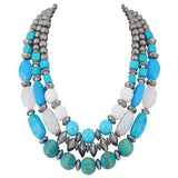 BOCAR 3 Layer Chunky Statement Beaded Necklace Fashion Multi Layer Women Collar Necklace