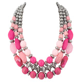 BOCAR 3 Layer Chunky Statement Beaded Necklace Fashion Multi Layer Women Collar Necklace