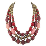 BOCAR 3 Layer Chunky Statement Beaded Necklace Fashion Multi Layer Women Collar Necklace